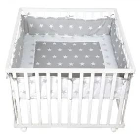 Parc bébé 100 x 100 cm blanc et tapis de parc Little stars