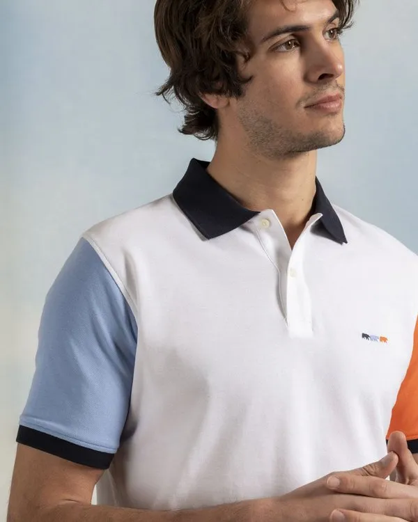Polo color block orange 