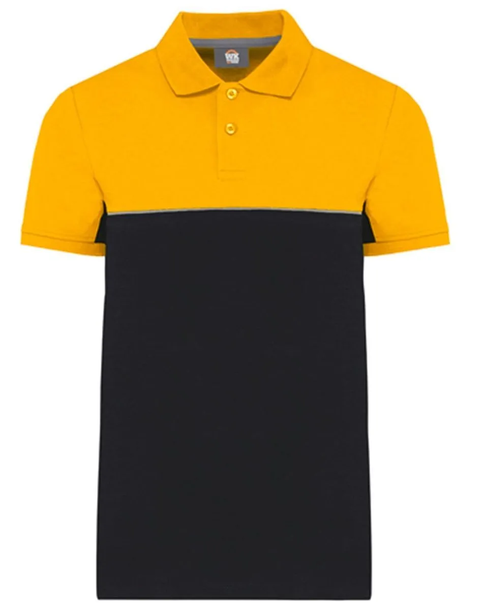 Polo de travail bicolore - Unisexe - WK210 - noir et jaune 