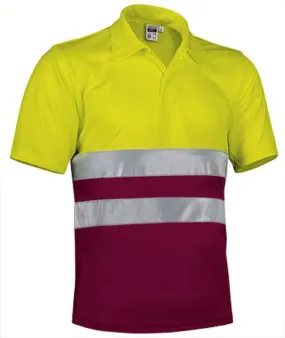 Polo de travail - Homme - REF BUILD - jaune fluo et bordeaux 