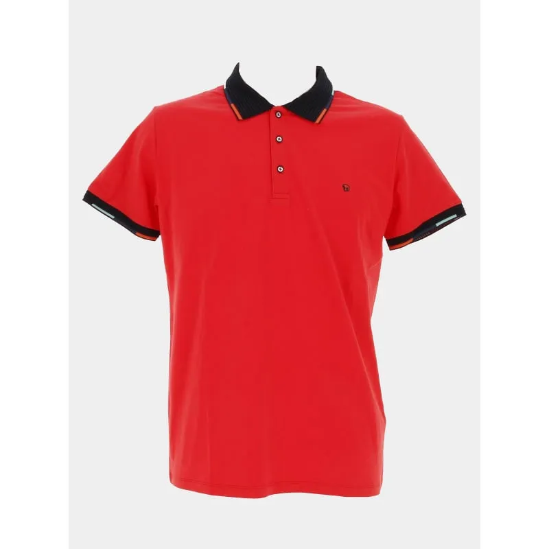 Polo uni geary col noir rouge homme - Benson & Cherry | wimod