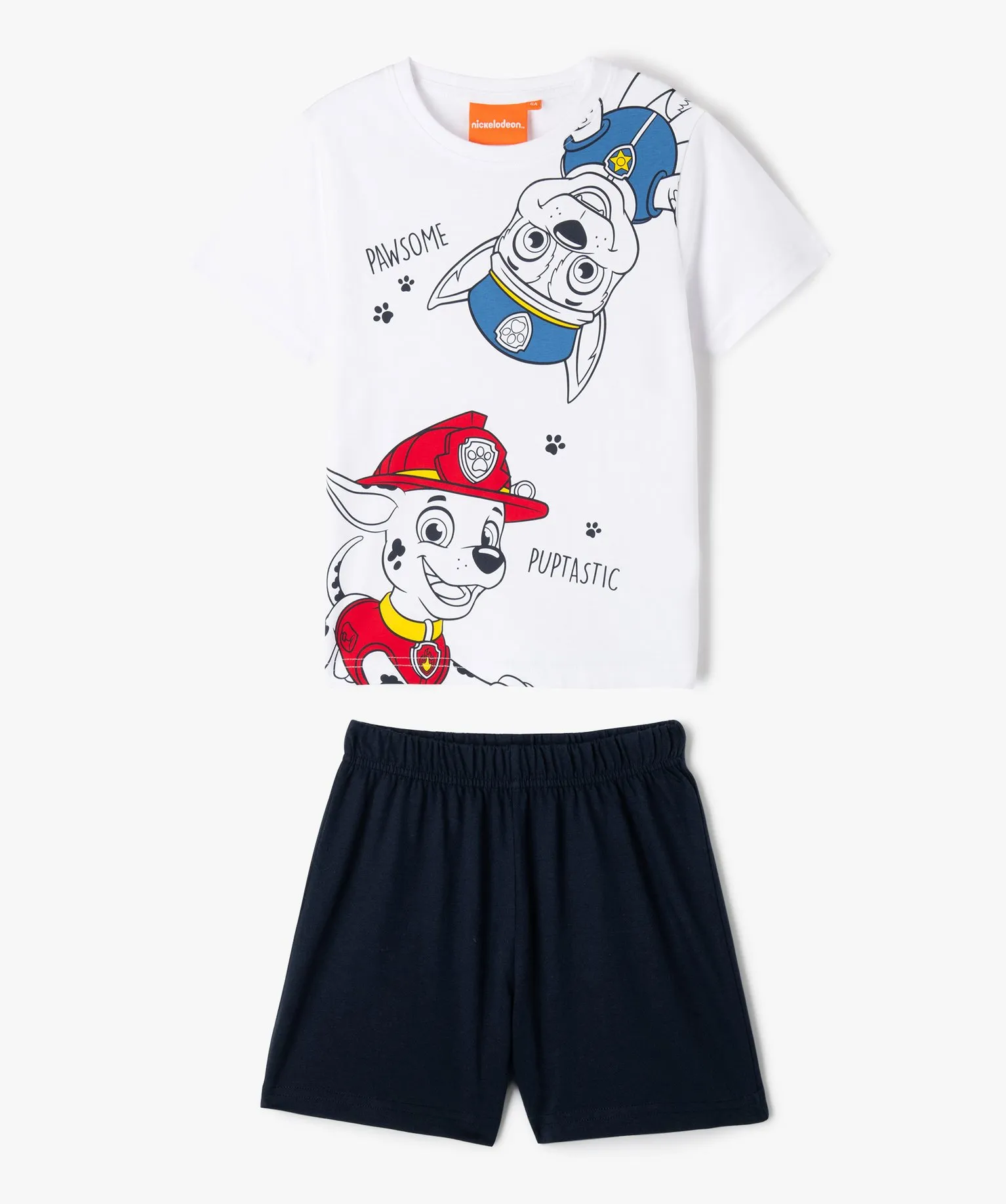 pyjashort bicolore avec motif chiens garcon - pat patrouille blanc