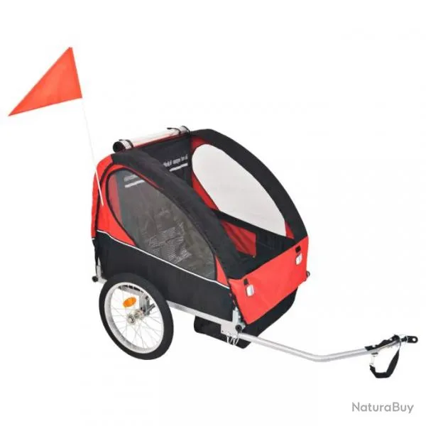 Remorque de vélo pour enfants 30 kg rouge et noir 02_0004483