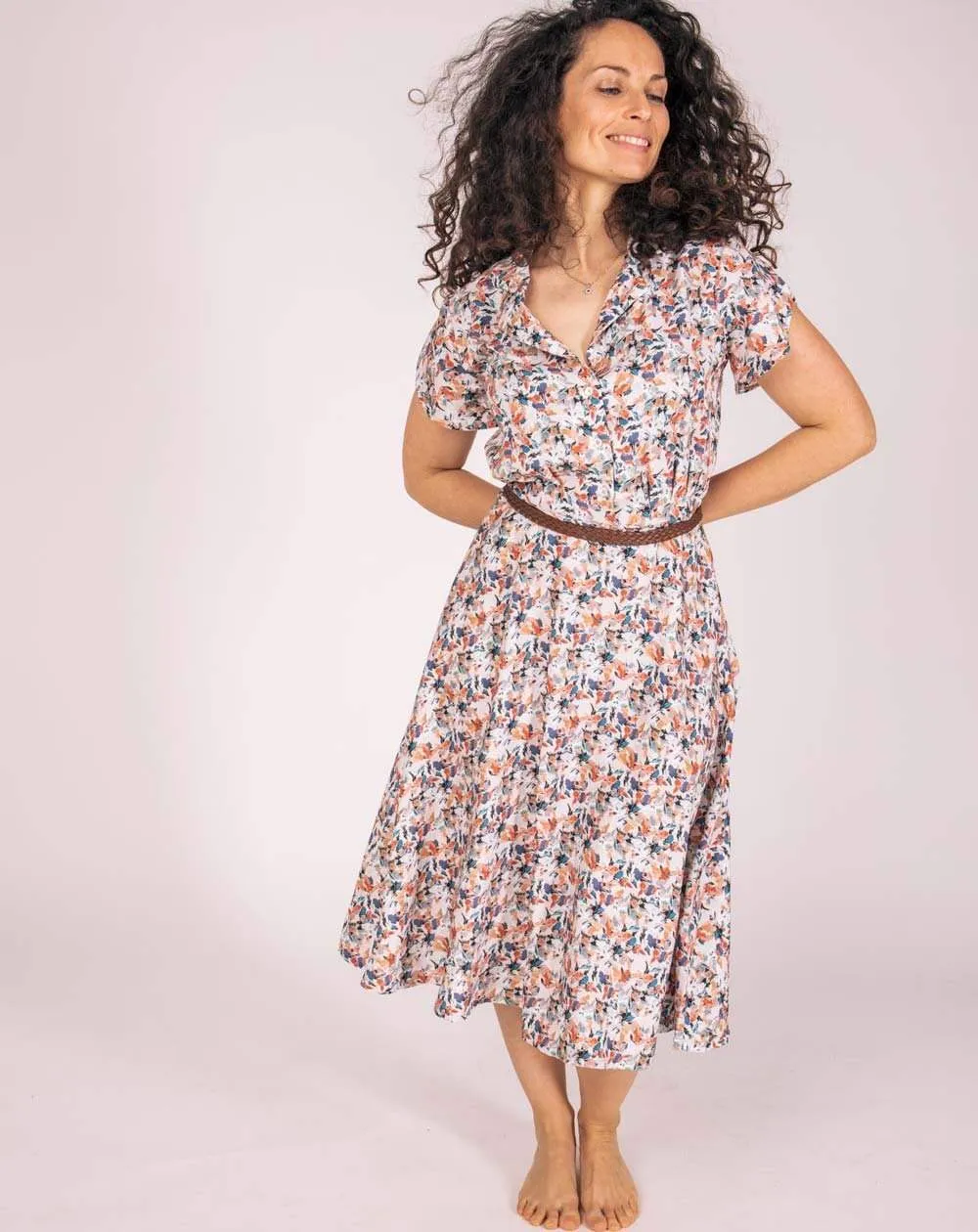 Robe cintrée jupe évasé Zydie 100% EcoVero imprimé