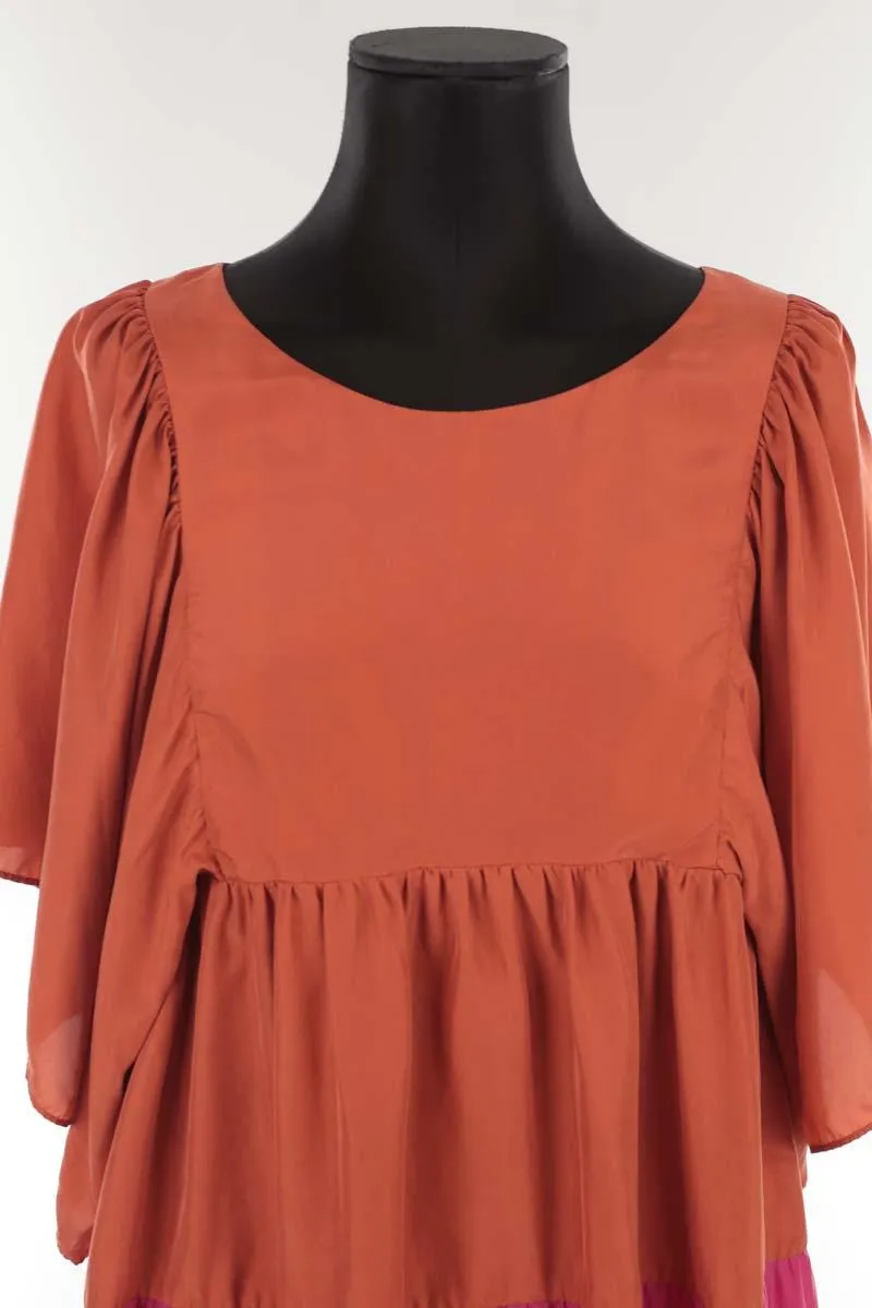 Robe en soie Vanessa Bruno marron. Matière principale soie. Taille 40.