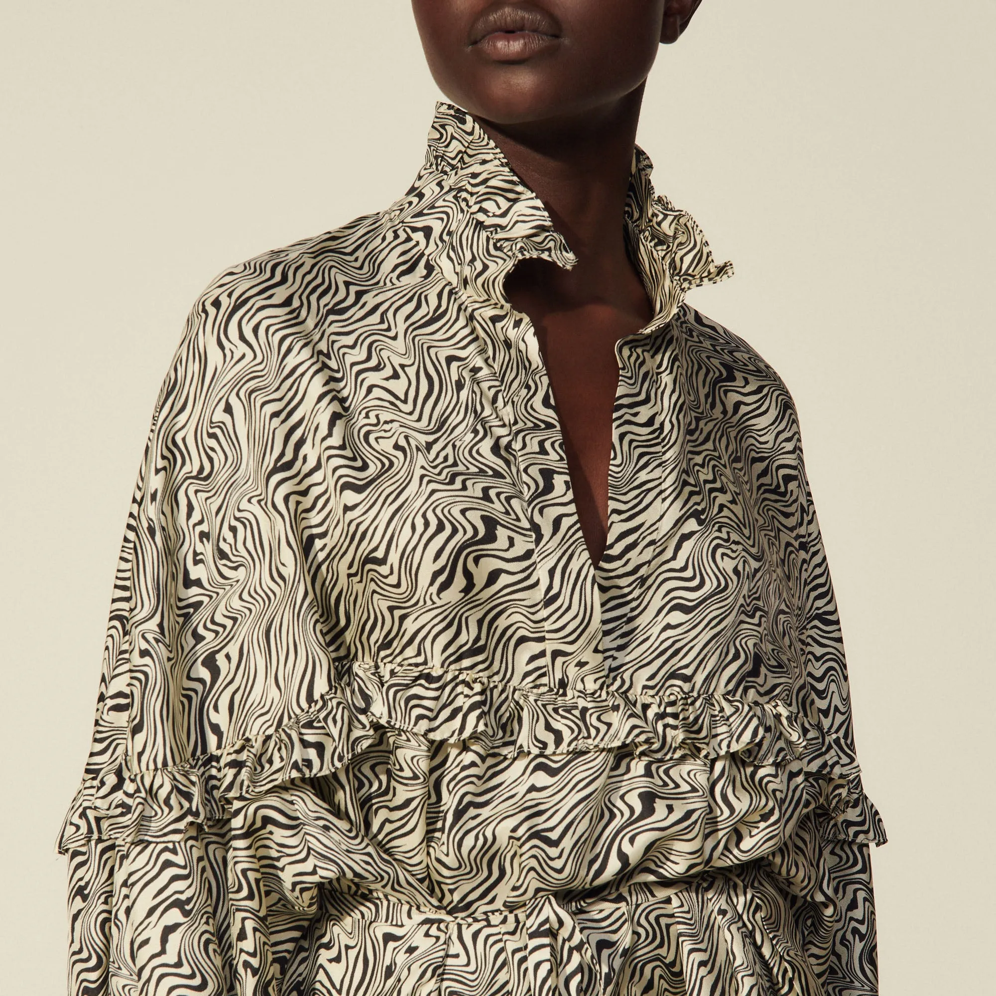 Robe imprimée oversize en soie