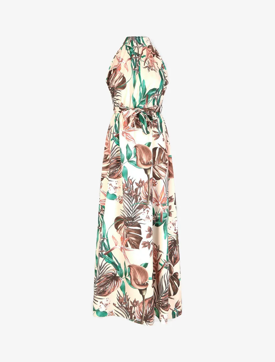 Robe longue tropicale sans manches