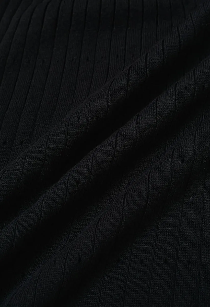 Robe mi-longue boutonnée à col festonné et manches lanternes
