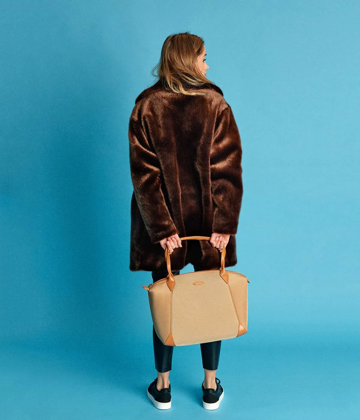 Sac Journey Apple Skin et Nylon Recyclé Caramel