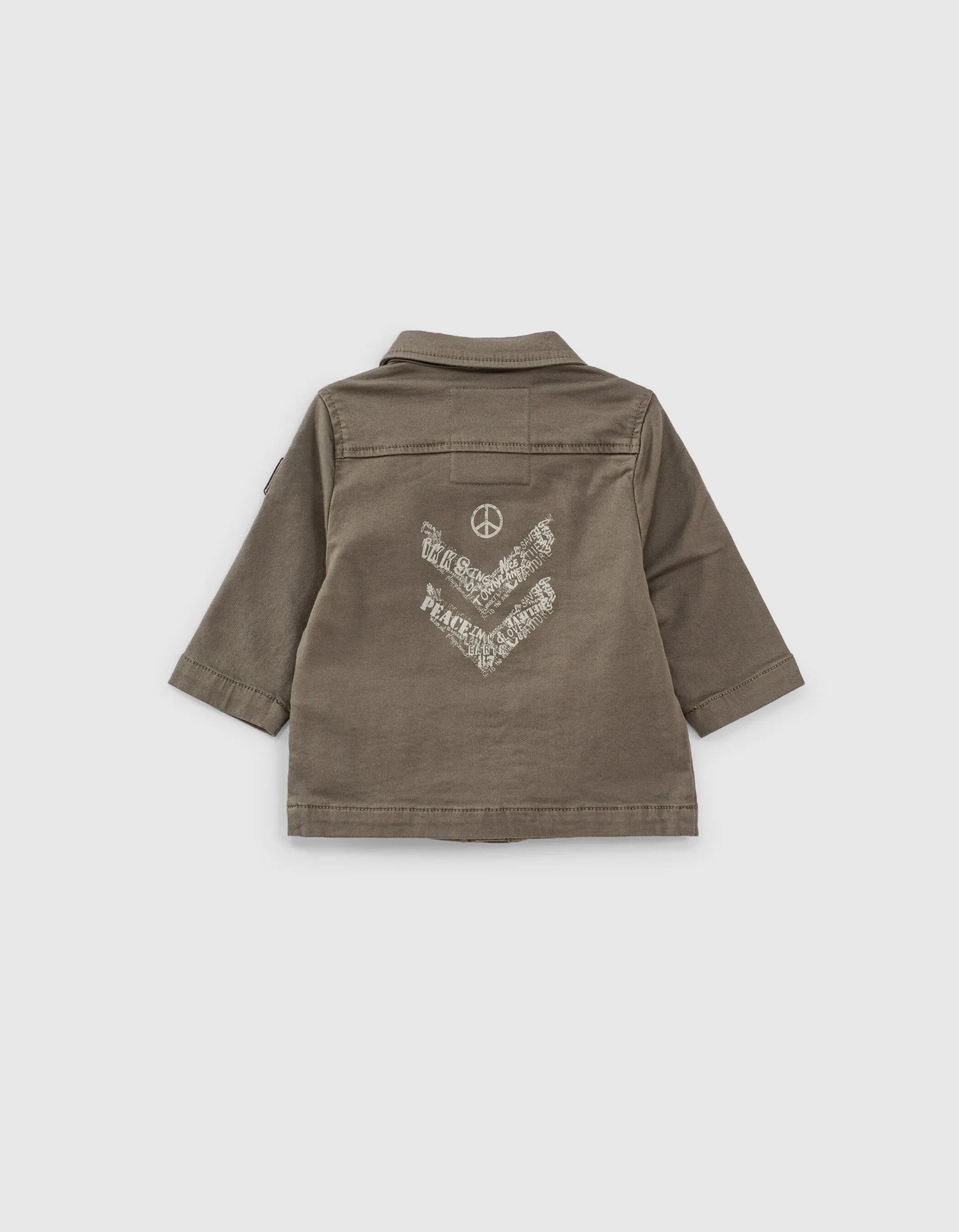 Saharienne kaki print dos coton bio bébé garçon 