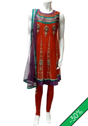 Salwar Designer orange Alihena - Taille 38/40