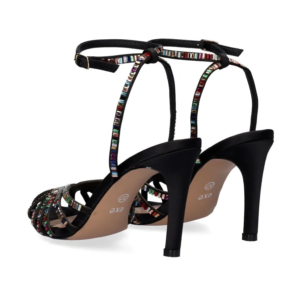 SANDALE À TALON EXÉ REBECA-326 STRASS MULTICOLORE