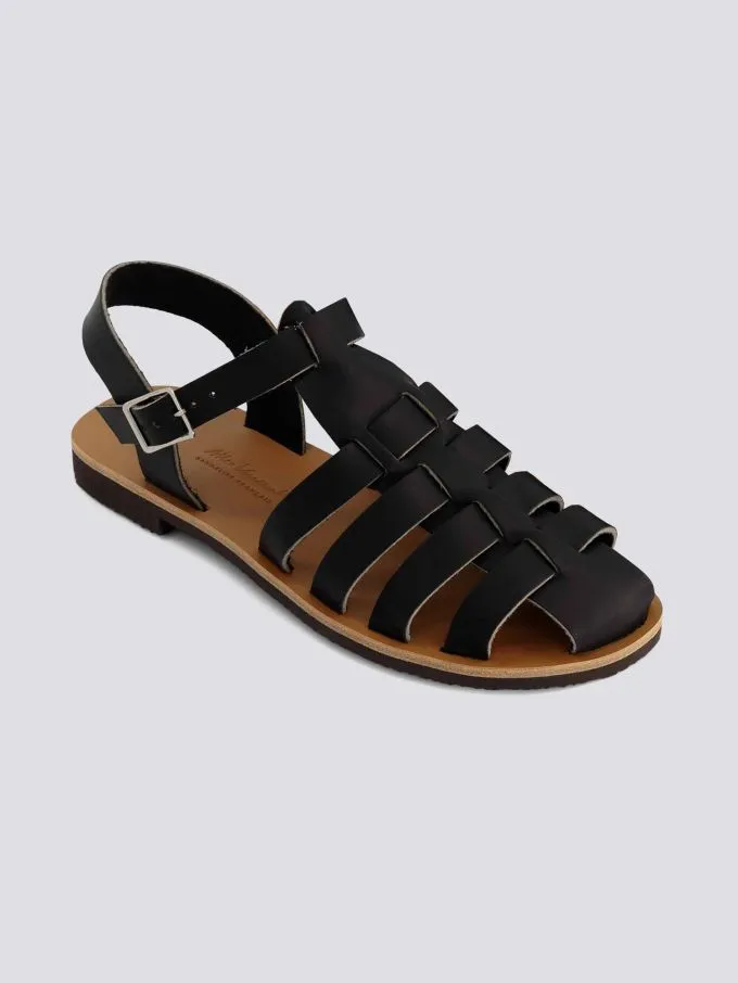 Sandales fermees helene cuir tannage vegetal noir femme - Max Vincent - Marques de France