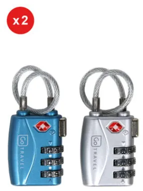 Set de 2 cadenas à code TSA Go Travel Sécurité Bleu Gris  360BleuGris  