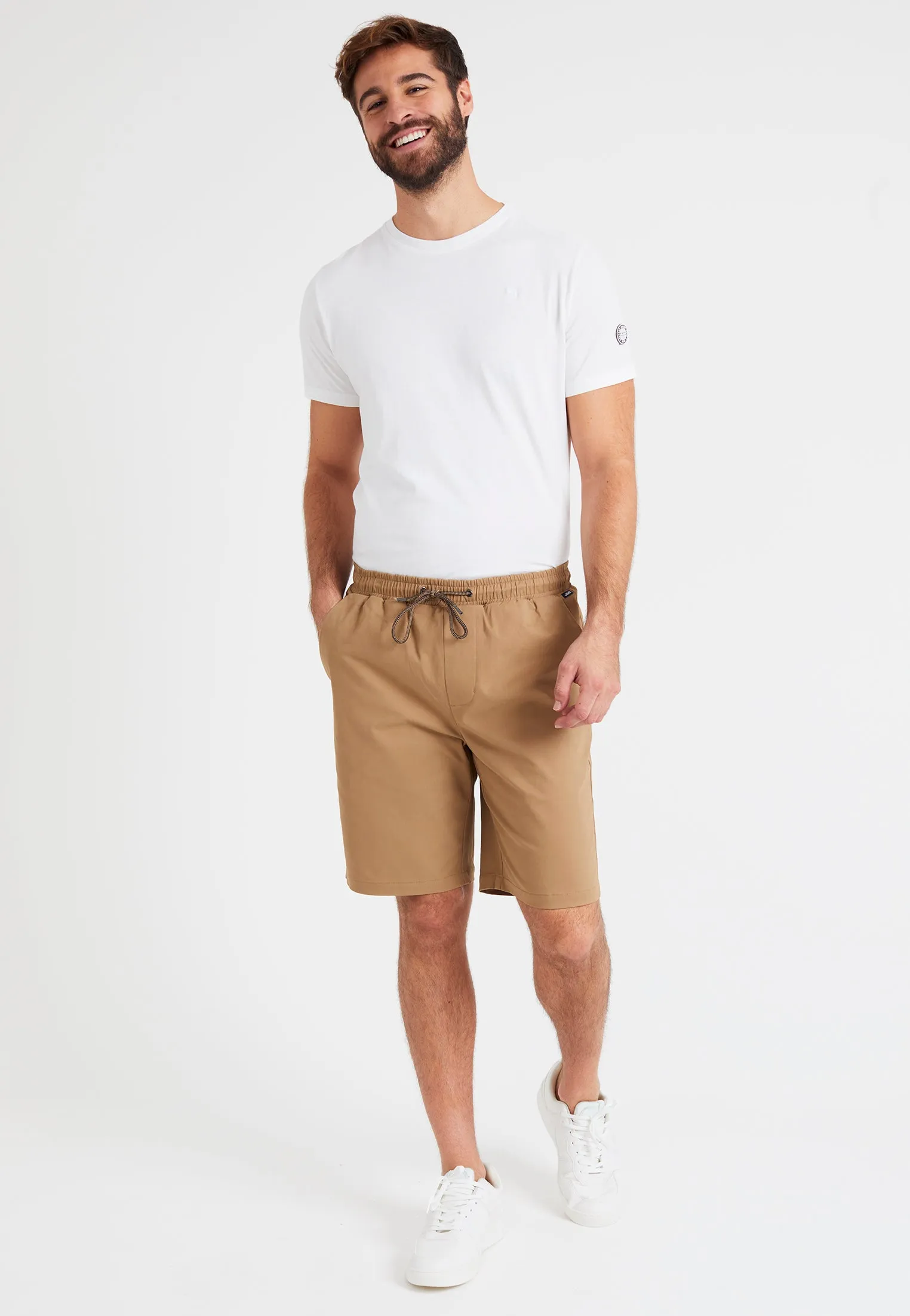 Short chino homme ligné beige