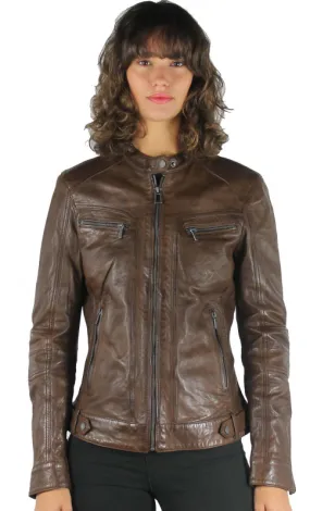 Silene Blouson Cuir Femme Rose Garden