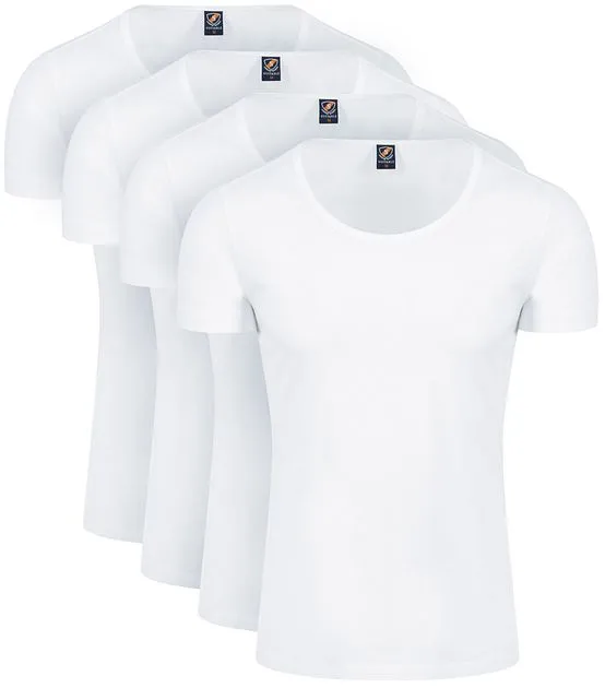Suitable Otaru T-Shirt Wide Round Neck Blanc 4-Pack commande