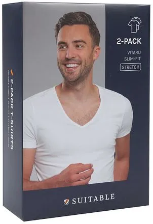 Suitable Vitaru T-Shirt Col V Profond Blanc 2-Pack 160-2 95/