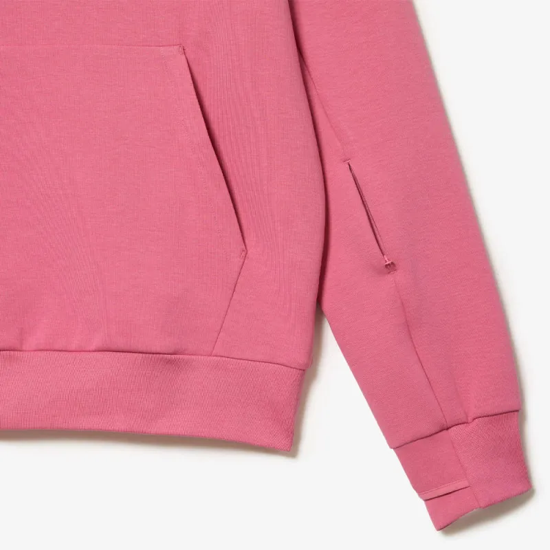 SWEAT LACOSTE A COL ROND EN COTON MÉLANGÉ AVEC POCHE ROSE