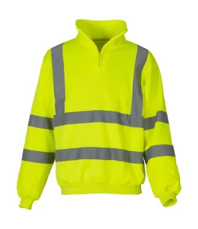 Sweat-shirt de sécurité col zippé jaune fluo - HVK06 