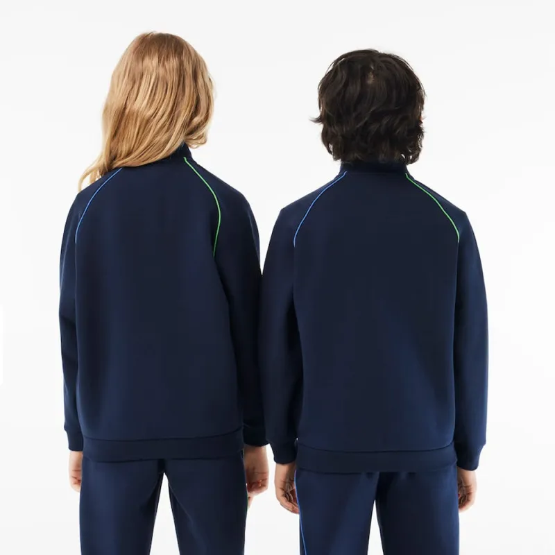 SWEATSHIRT ZIPPÉ LACOSTE ENFANT BLEU MARINE AVEC DÉTAILS CONTRASTÉS