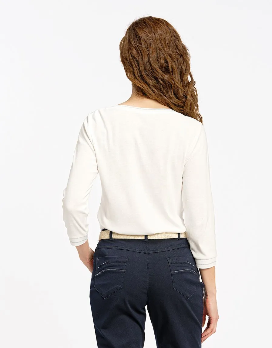 T-shirt blanc coton modal - T-Shirts