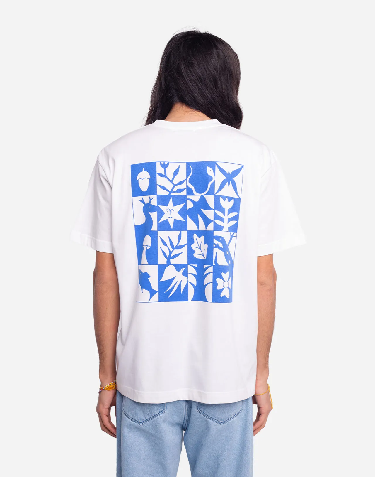 T-shirt Damier écru ample Taille XXL Couleurs Écru
