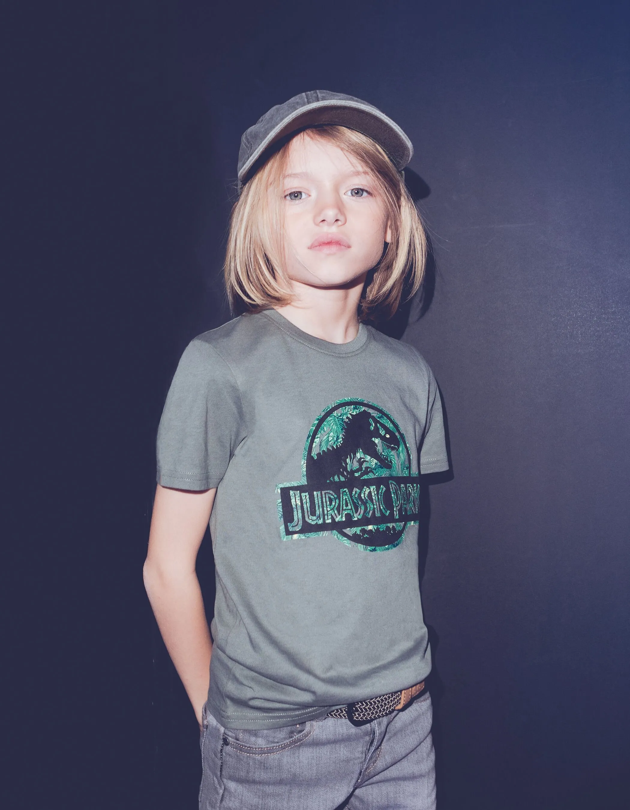T-shirt kaki logo gomme JURASSIC PARK garçon