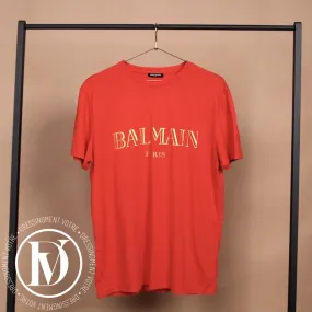 T-shirt logo en coton rouge t.XL – Balmain