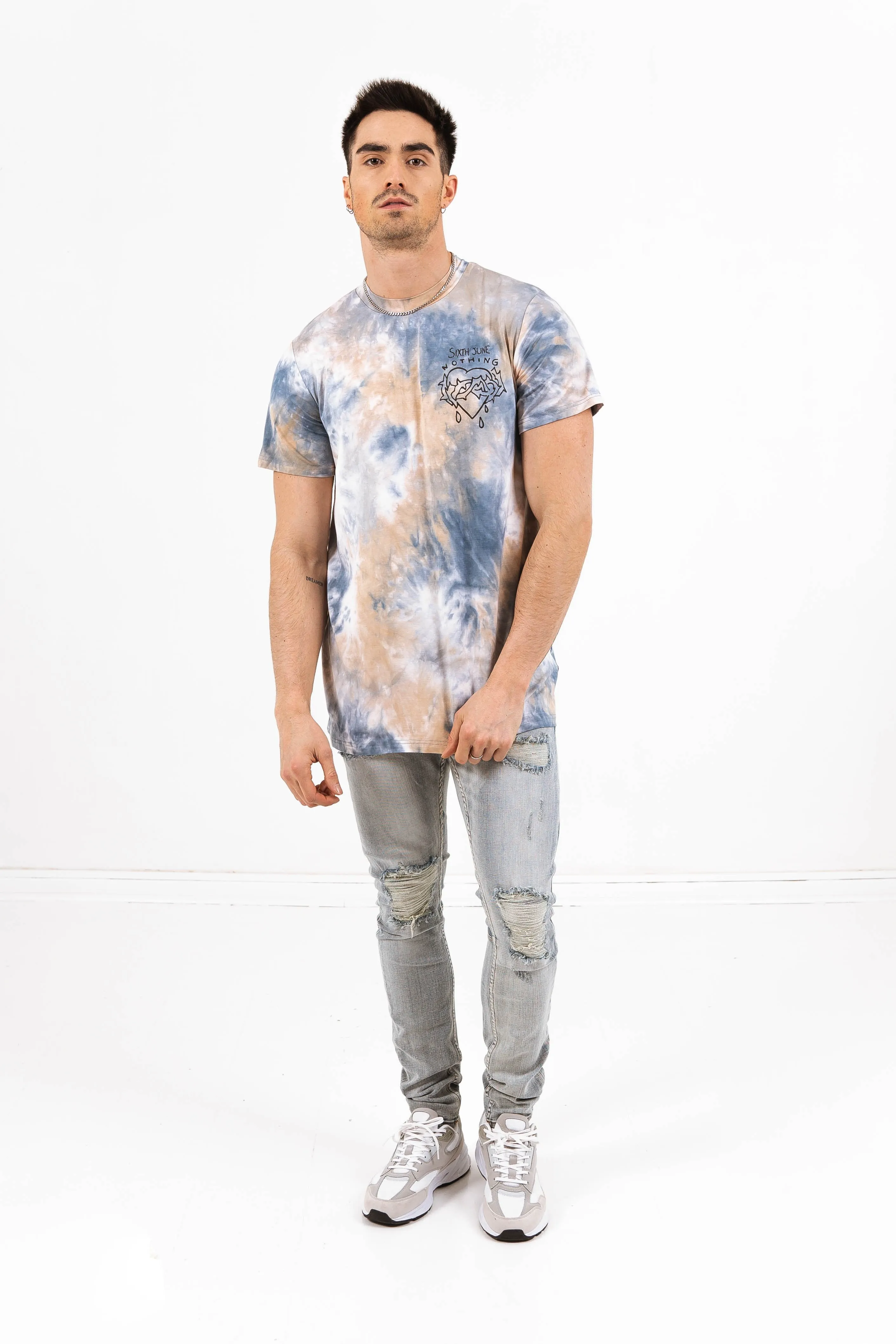 T-shirt tie dye nothing bleu beige