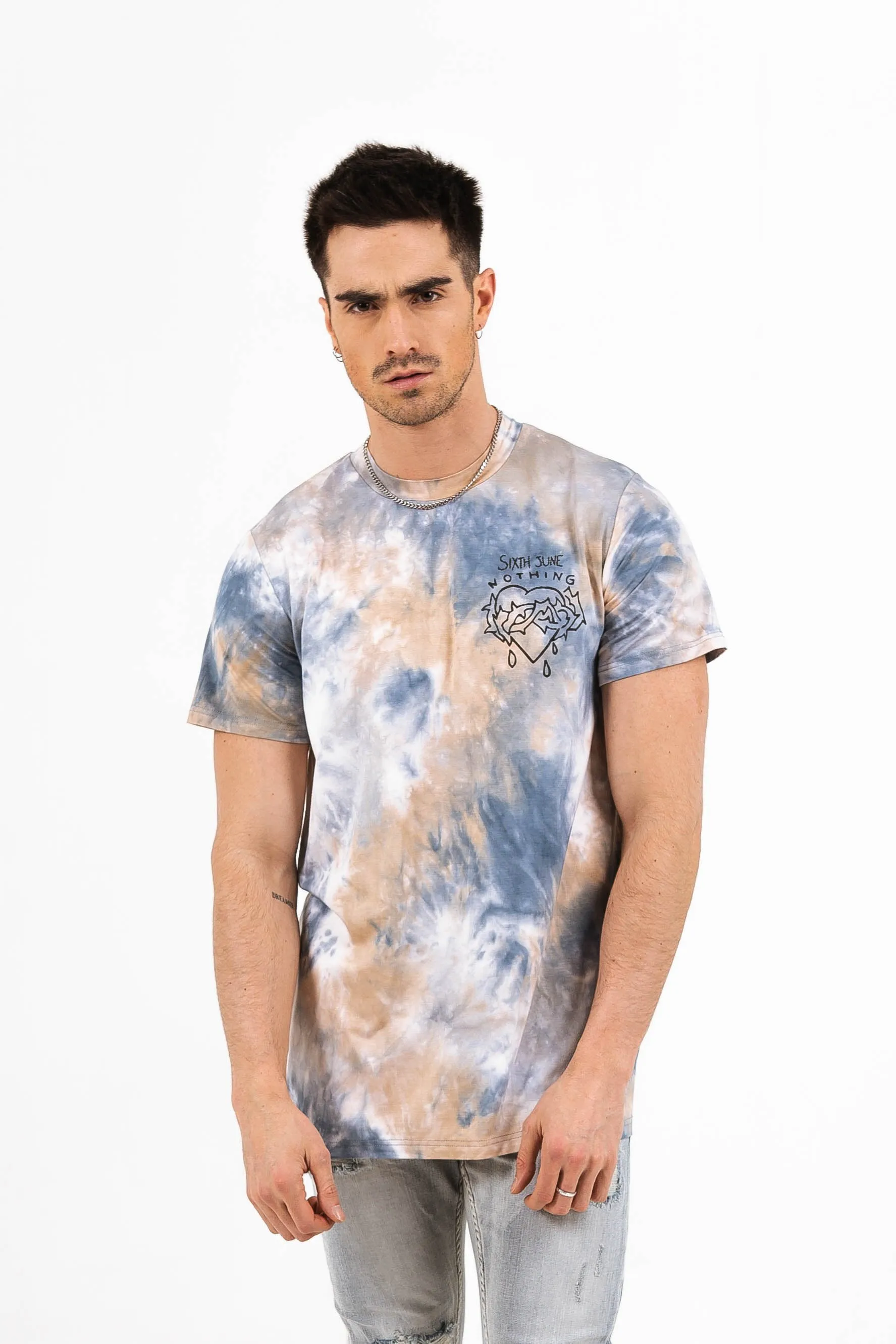 T-shirt tie dye nothing bleu beige