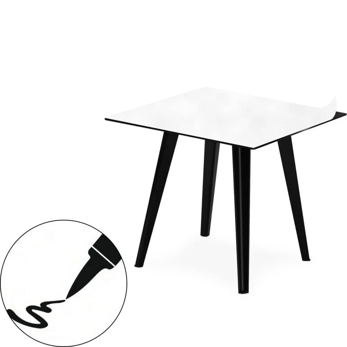 Table d'appoint magnétique carrée Bipolart Métal Noir avec 1 Top Tableau blanc effaçable | 3 Suisses