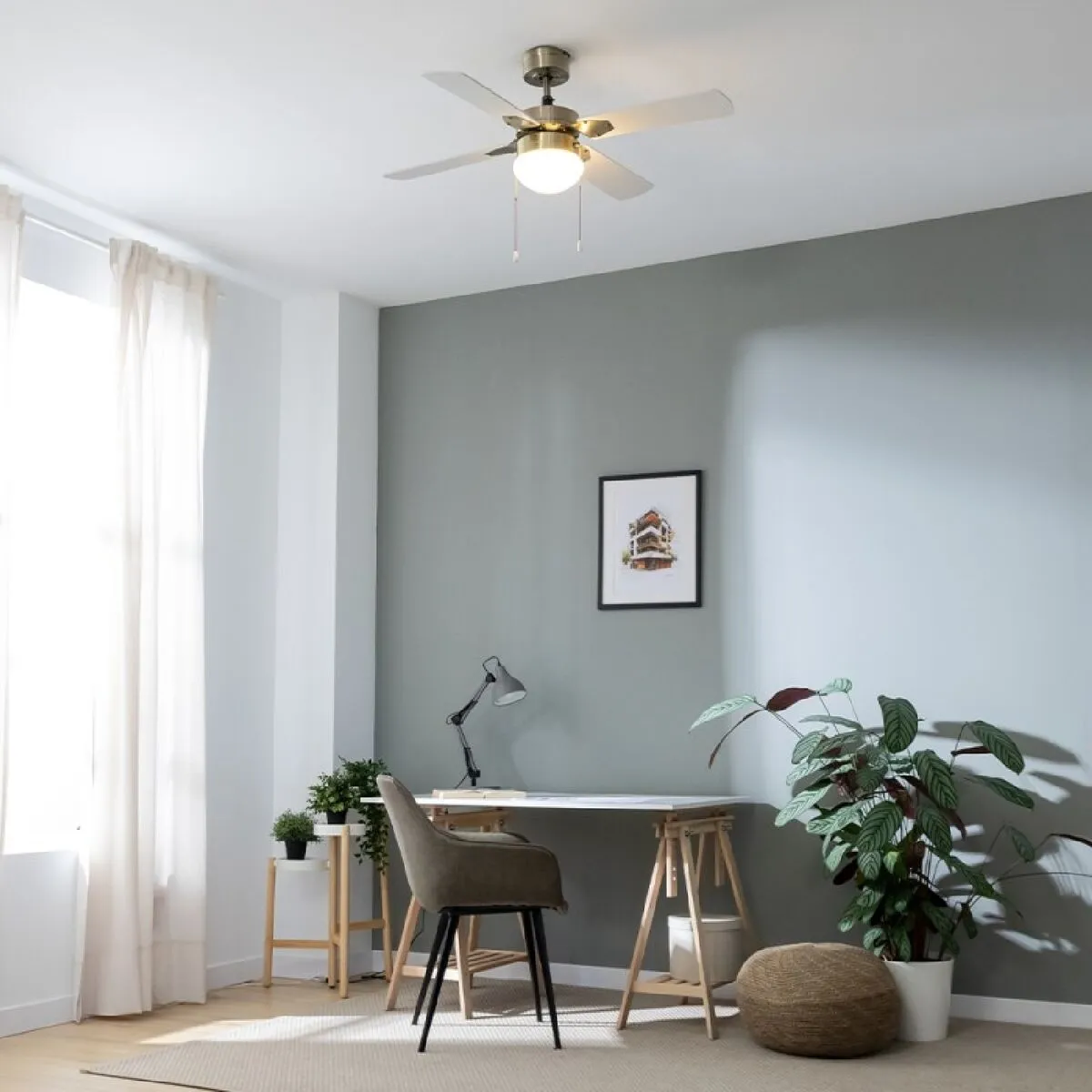 Ventilateur de Plafond avec Lumière Cecotec EnergySilence Aero 450 Blanc Doré 50 W