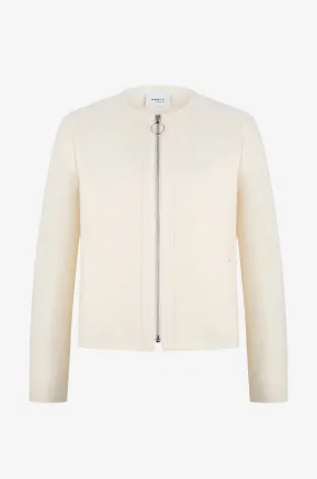 Veste courte à col rond en feutre de laine