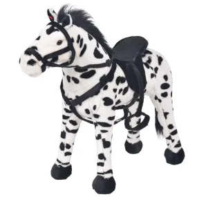 vidaXL Jouet en peluche Cheval Noir et blanc XXL | vidaxl-fr