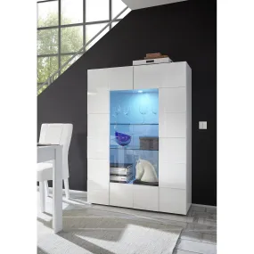 Vitrine laquée blanc brillant 2 portes en verre DAMA | 3 Suisses