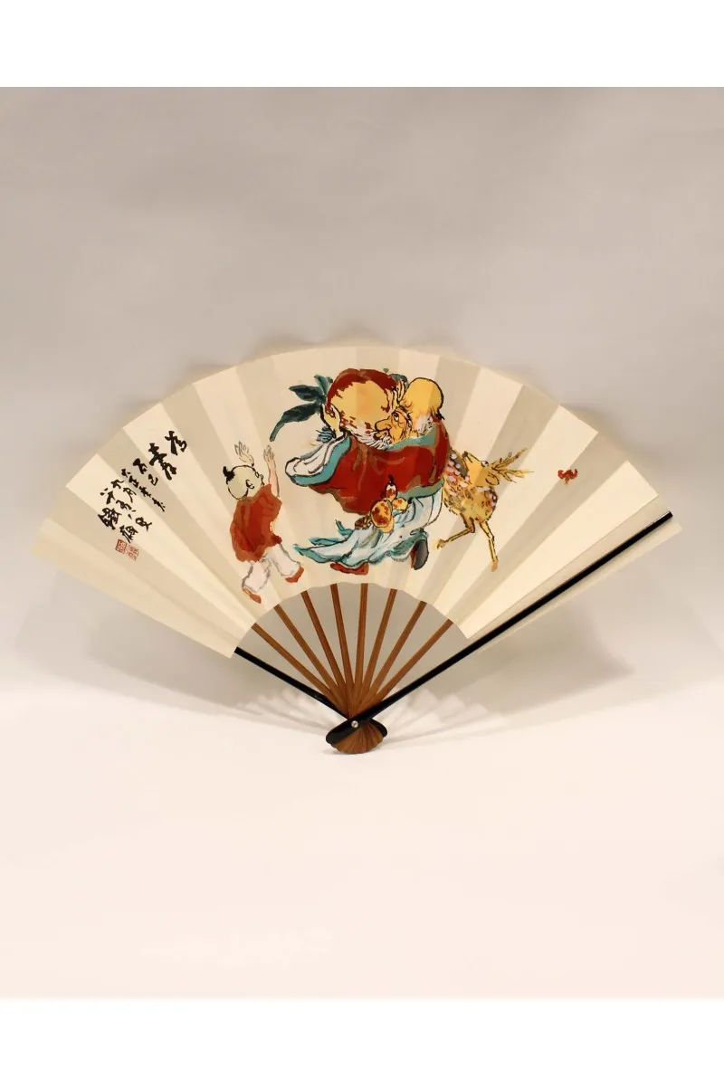 éventail japonais ancien - Kintaro Couleur Multicolore